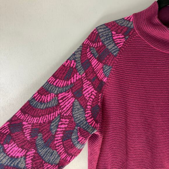 TITLE NINE Women's Medium Cranberry Zip Knit Cotton Blend Soft Gorpcore Outdoors - Picture 6 of 15